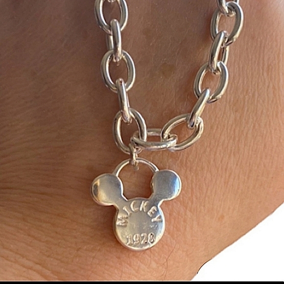 Mickey Mouse Sterling Silver Matching Necklace Bracelet Set - Picture 5 of 13